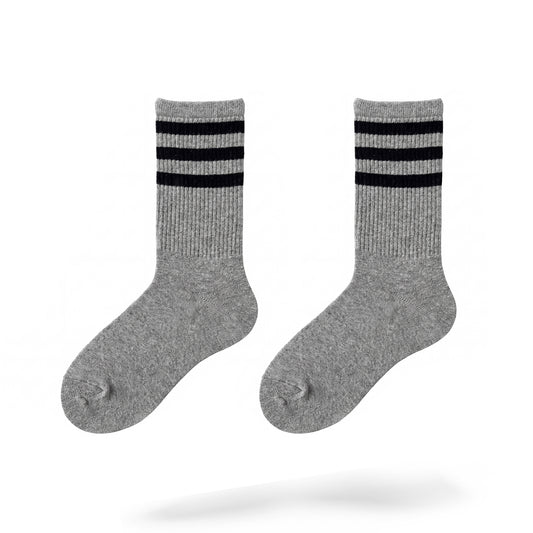 Gray Stripe Crew-Socks