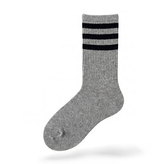 Gray Stripe Crew-Socks