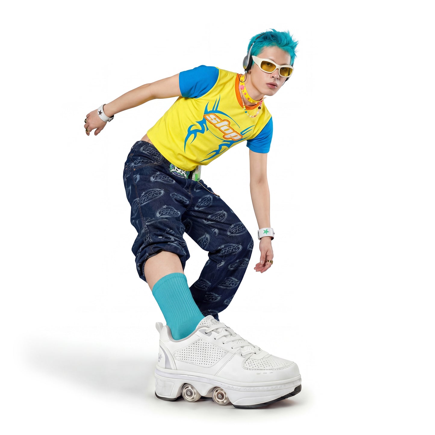 Cyan Crew-Socks